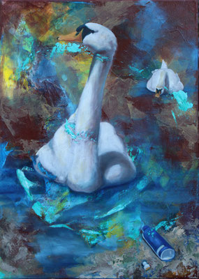 Umwelt-Schwanerei 2020, Öl auf Leinwand 70 cm x 50 cm - verkauft/sold