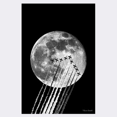 Fly Me To The Moon. Superluna. Frecce Tricolori. Concept Photography. © Luca Cameli Photographer