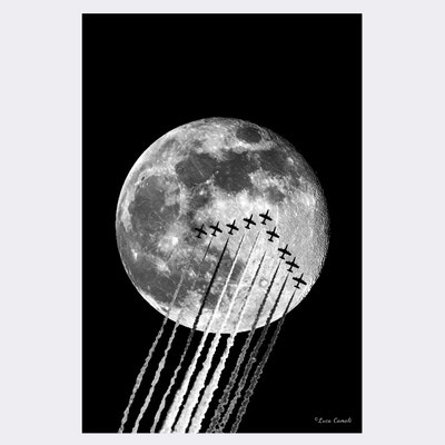 Fly Me To The Moon. Superluna. Frecce Tricolori. Concept Photography. © Luca Cameli Photographer