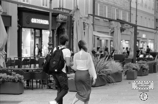 Styling Hair & Outfit by Bora, Trieste. Concept ~ Street Analog Photography. Pellicola Ilford HP5 Plus 400. © Luca Cameli Photographer