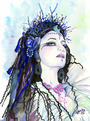 "Dark Queen", Watercolor on paper, 60 X 80 cm   Model: Aepril Schaile, 2014