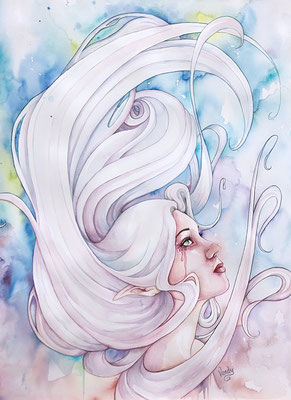 "Galaxy" Watercolor on paper, 60 cm X 80 cm, 2018