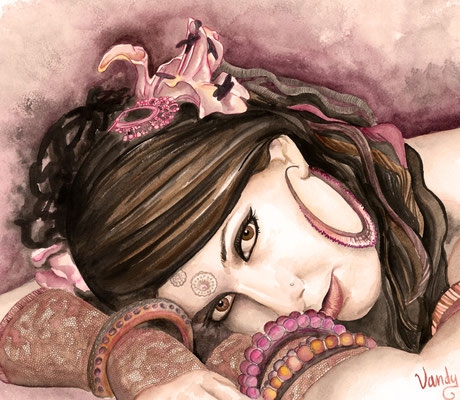 "Manca", Watercolor on paper, 80 X 60 cm, Model: Manca Pavli