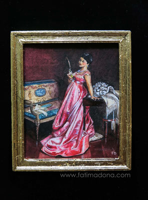 The admiring Glance, acuarela 7,5x9 cm , marco hecho a mano