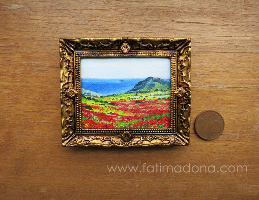 Amapolas en Cabo de Gata. óleo 4,8x5,8 cm