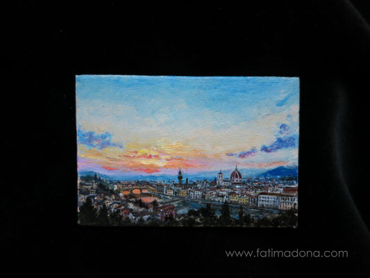 Florence, oil 6x4 cm original painting