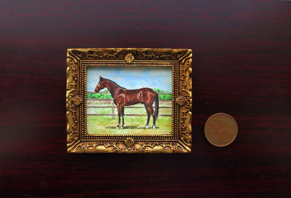 Horse, watercolour 4,8x5,8 cm original painting