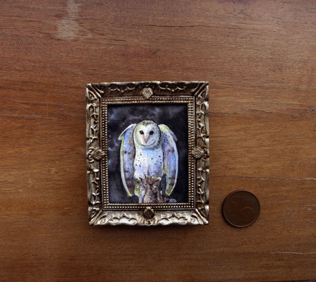 Owl, watercolour 4,8x5,8 cm