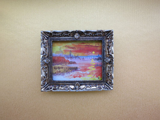 El atardecer escarlata, Turner, acuarela 4,8x5,8 cm