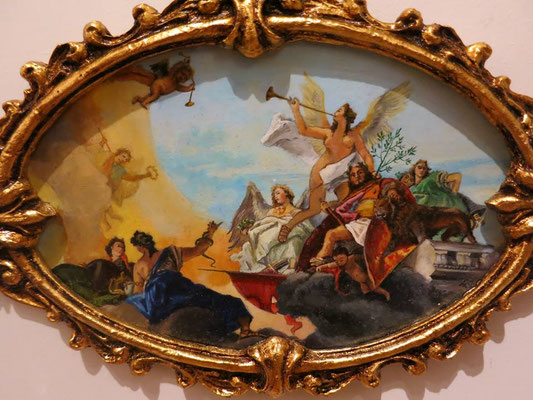 The Glorification of Barbaro Family, Venetian ceiling painted by Tiepolo, oil on ivorine