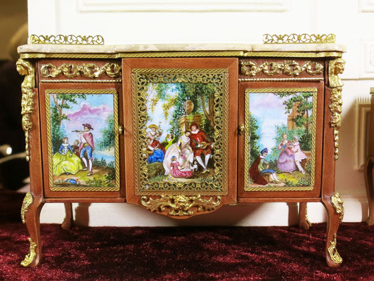 Painted panels for Madame du Barry Bureau ( Furniture made by Cristina Noriega. Painting of the panels made by me)