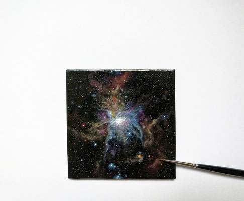 Retrato de nebulosa, óleo 7,8x7,8 cm