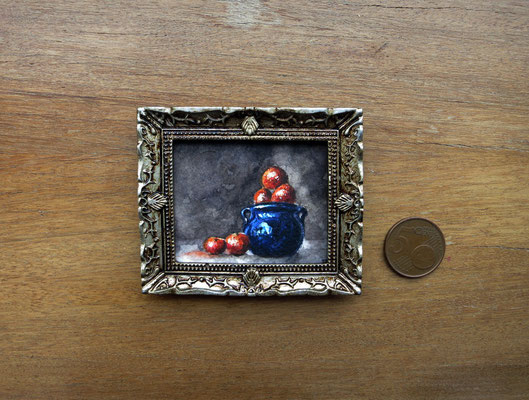 Bodegón con naranjas, acuarela 4,8x5,8 cm