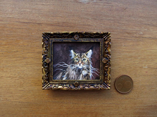 Gato montés, acuarela 4,8x5,8 cm