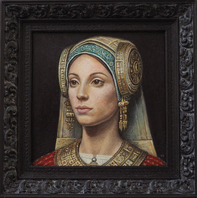 Lady of Heliké, Awarded by The Royal Society of Miniature Painters, with "The Mundy Sovereign Portrait Award" and "Award for First Time Exhibitor"