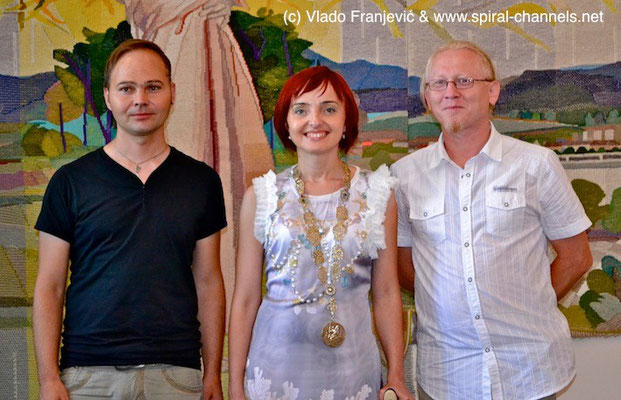 Roman Turcel, Leiter der Art Point Galerie in Prievidza, JUDr. Katharina Machačkova, Bürgermeisterin der Stadt Prievidza und Vlado Franjević, 29.7.2013