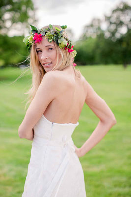Brautkleid aus Bio Baumwolle mit romantischer Rosenspitze "Mondenblüte"