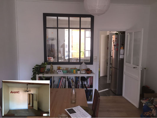 Réaménagement pièce à vivre avec fabrication de verriere