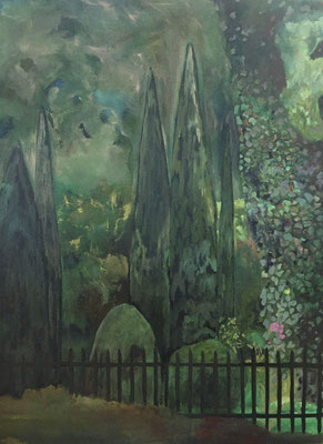 Innerer Garten, 170 x 130 cm, Öl auf Baumwolle, 2020. 