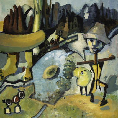 The Villagers, oil on canvas, 2024, 91 x 91 cm