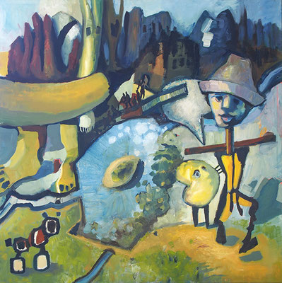 The Villagers, oil on canvas, 90 x 90 cm, 2024