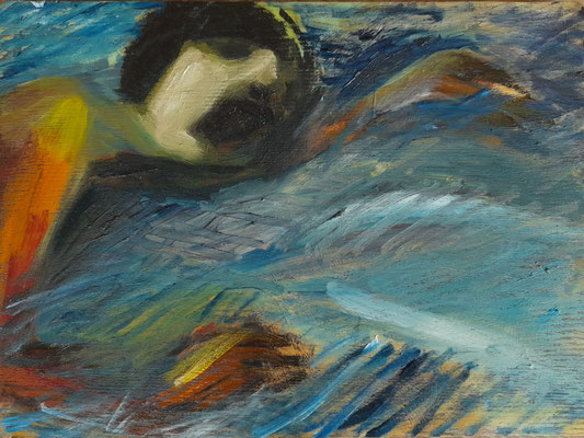 The Swimmer, oil on board, 2025, 22 x 30 cm