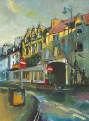 Hawick High Street2, 30 x 40 cm, oil on canvas, 2022