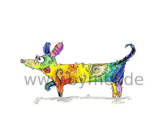 "Dackel",  Aquarell auf 300g/qm Aquarellpapier, 24x32cm, Preis: 190€ zzgl. Versand, erhältlich als limitierter, handsignierter Druck für 40€ zzgl. Versand