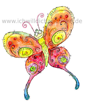 "Schmetterling",  Aquarell auf 300g/qm Aquarellpapier, 24x32cm, Preis: 190€ zzgl. Versand, erhältlich als limitierter, handsignierter Druck für 40€ zzgl. Versand