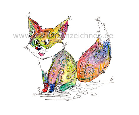 "Füchschen",  Aquarell auf 300g/qm Aquarellpapier, 24x32cm, Preis: 190€ zzgl. Versand, erhältlich als limitierter, handsignierter Druck für 40€ zzgl. Versand