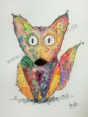 "Flix der Fuchs", Aquarell auf 300g/qm Aquarellpapier, A4,Preis: 180€ zzgl. Versand, erhältlich als limitierter, handsignierter Druck für 40€ zzgl. Versand