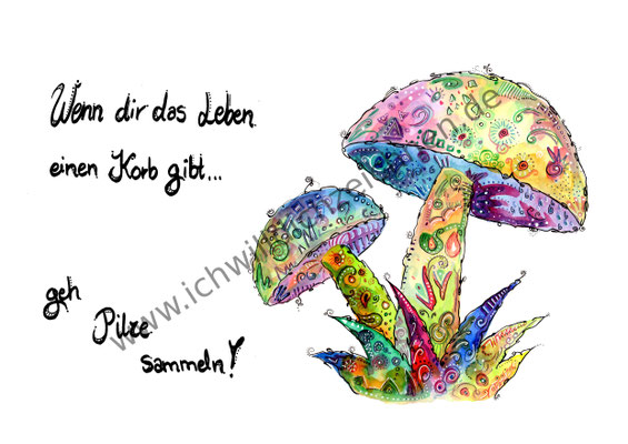 "Geh Pilze sammeln", Aquarell auf Aquarellpapier, A3, erhältlich als limitierter, handsignierter Druck für 40€ zzgl. Versand
