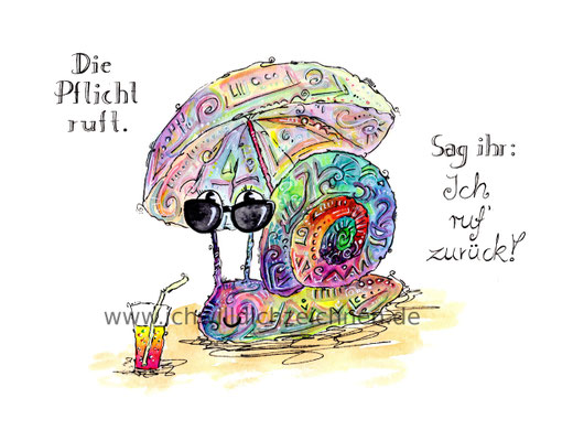 "Die Pflicht ruft",  Aquarell auf 300g/qm Aquarellpapier, 24x32cm, Preis: 190€ zzgl. Versand, erhältlich als limitierter, handsignierter Druck für 40€ zzgl. Versand