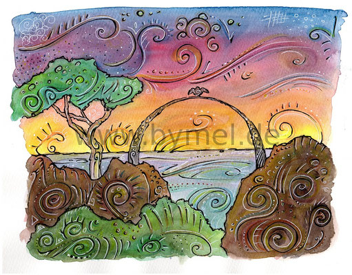 "Adlerbogen" am Donnersberg , Aquarell auf Papier, ca. 29 x 36cm, Preis: 210€ zzgl. Versand