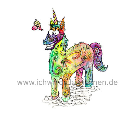 "Funhorn",  Aquarell auf 220g/qm Aquarellpapier, 24x32cm, Preis: 190€ zzgl. Versand, erhältlich als limitierter, handsignierter Druck für 40€ zzgl. Versand