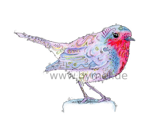 "Rotkehlchen",  Aquarell auf 300g/qm Aquarellpapier, 24x32cm, Preis: 190€ zzgl. Versand, erhältlich als limitierter, handsignierter Druck für 40€ zzgl. Versand