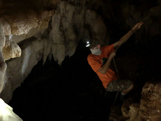 Making our way down into the cave. 