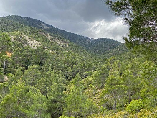 Clouded skies over the Troodos Mountains.
