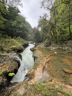 The place where the river vanishes underground.