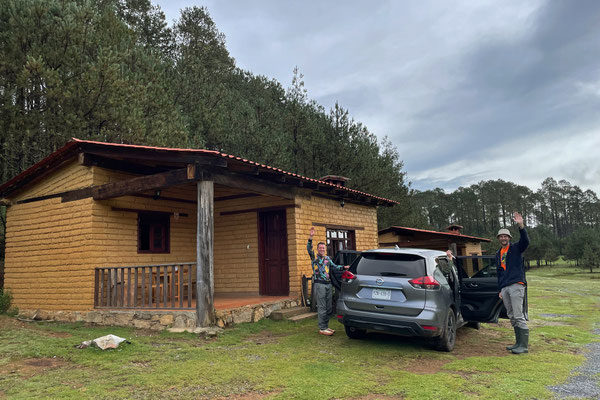 Our seemingly cozy cabin from the outside.