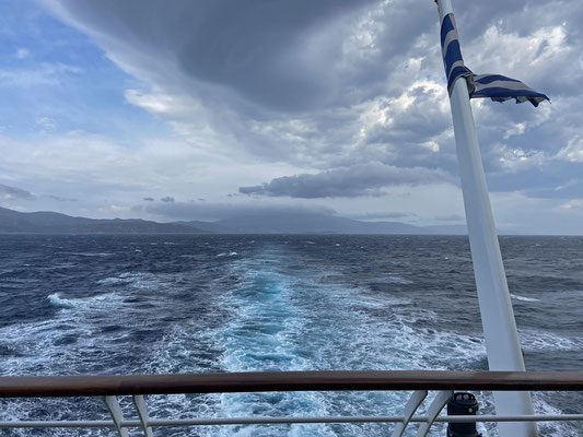 A last look on a heavily overcast and stormy Andros. 