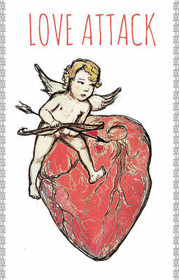 Cupidon + myocarde (carte rectangulaire 165x115 papier 300 g/cm²)