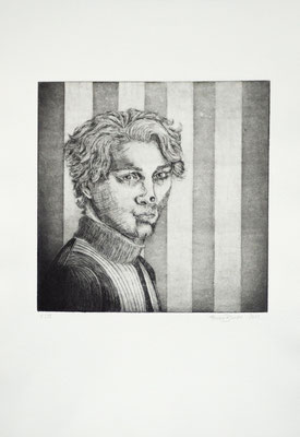 Gedruckte Persönlichkeiten #3, Radierung/ Aquatinta auf Büttenpapier, 20 x 20 cm, Auflage 15, 2022.