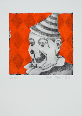 Gedruckte Persönlichkeiten #1, Radierung/ Aquatinta/ Linoldruck auf Büttenpapier, 10 x 10 cm, Auflage 15, 2022.
