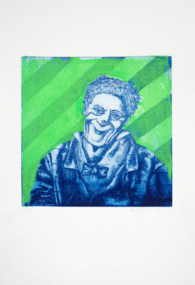 Gedruckte Persönlichkeiten #7, Radierung/ Aquatinta/ Linoldruck auf Büttenpapier, 20 x 20 cm, Auflage 15, 2022.