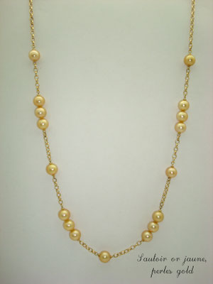 collier or jaune perles gold