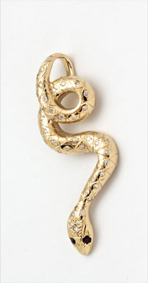 pendentif or jaune serpent diamants