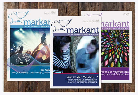 Titelseiten für den Gemeindebrief "Markant"