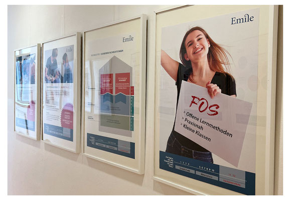 Inhouse Plakate der Schulstruktur für interessierte Eltern