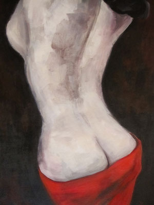 Akt mit rotem Tuch [Acryl, 50x70cm] © Ingrid Achsel